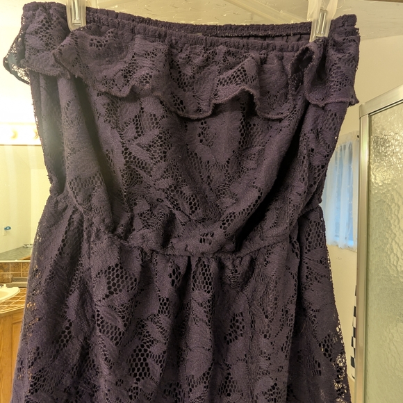 Trixxi Dark Purple Lace High-Low Dress - Picture 2 of 9